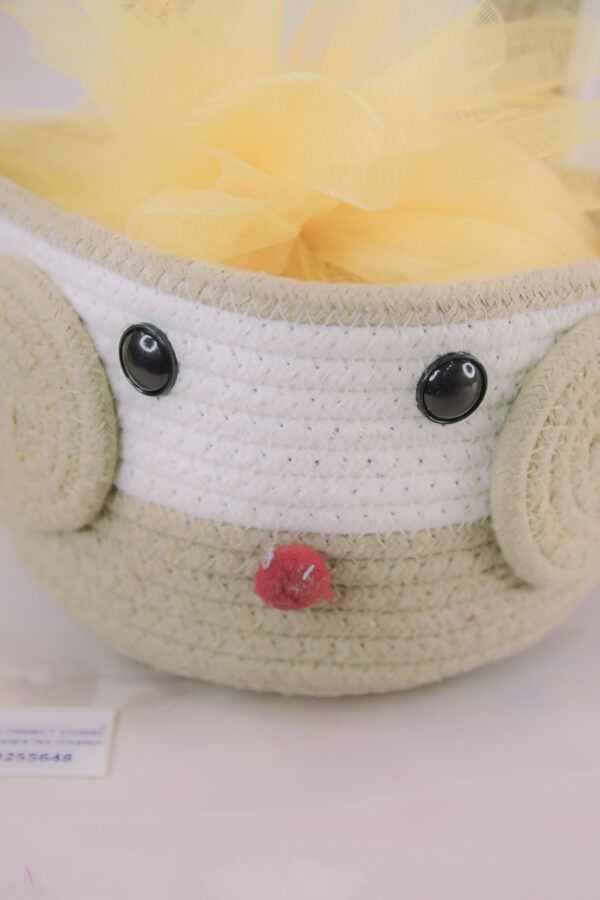 Beige Cotton Rope Basket with Face - Image 5