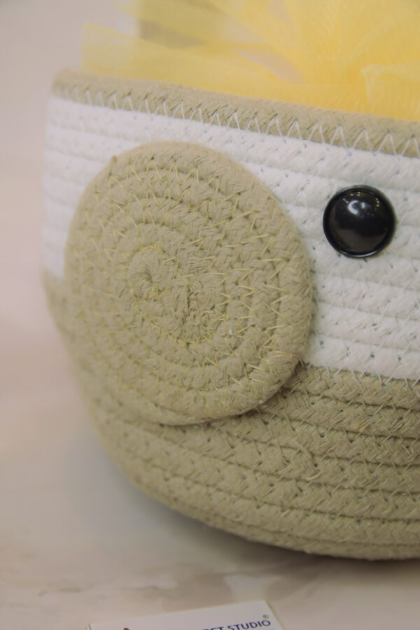 Beige Cotton Rope Basket with Face - Image 4