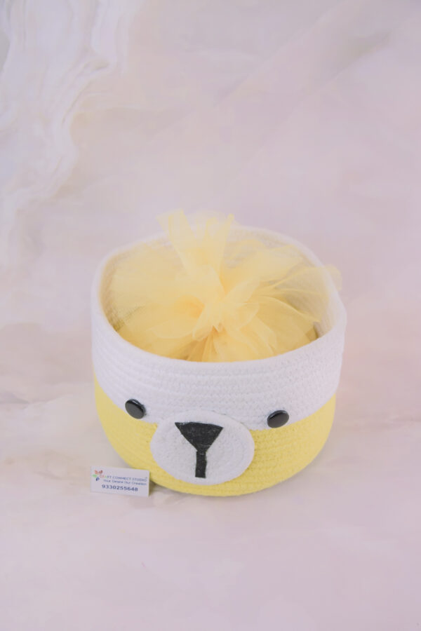 Yellow Cotton Rope Basket with Face - Image 5