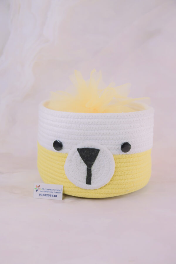 Yellow Cotton Rope Basket with Face