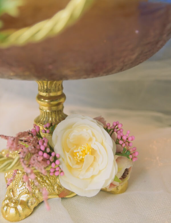 Big Round Glass Plate on Metal Stand - Image 3