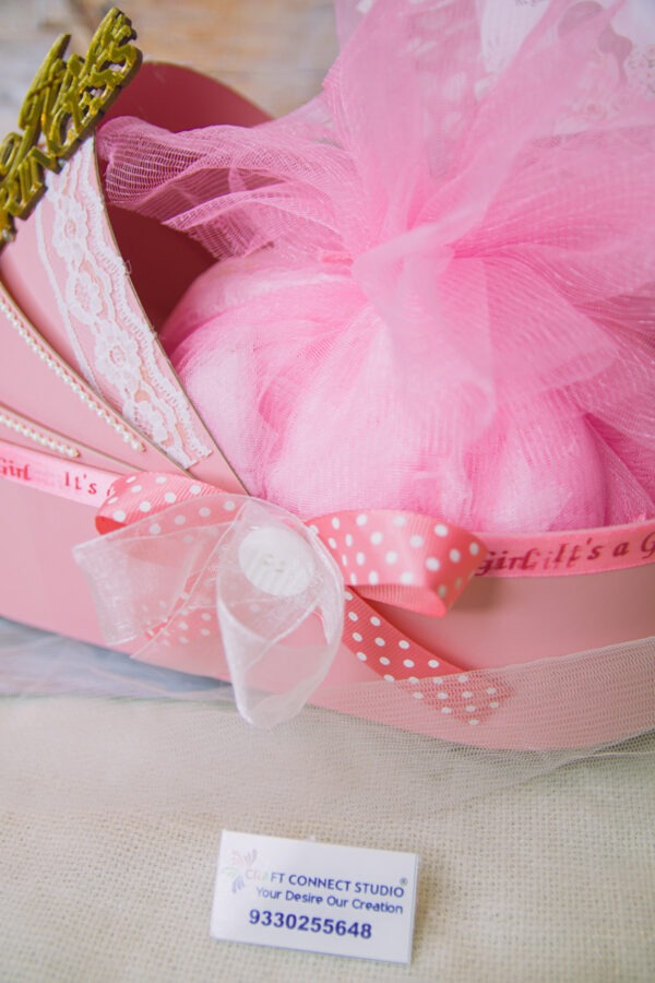 Baby Pink Cardboard Pram Hamper - Image 3