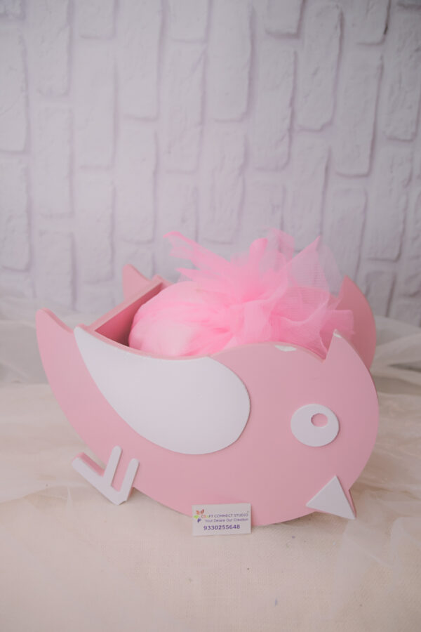 Pink Painted Bird Shape Hamper