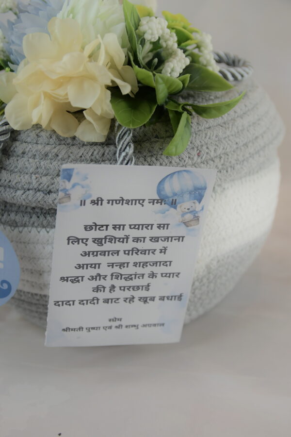 Grey Round Cotton Rope Baskets with Lid - Image 3