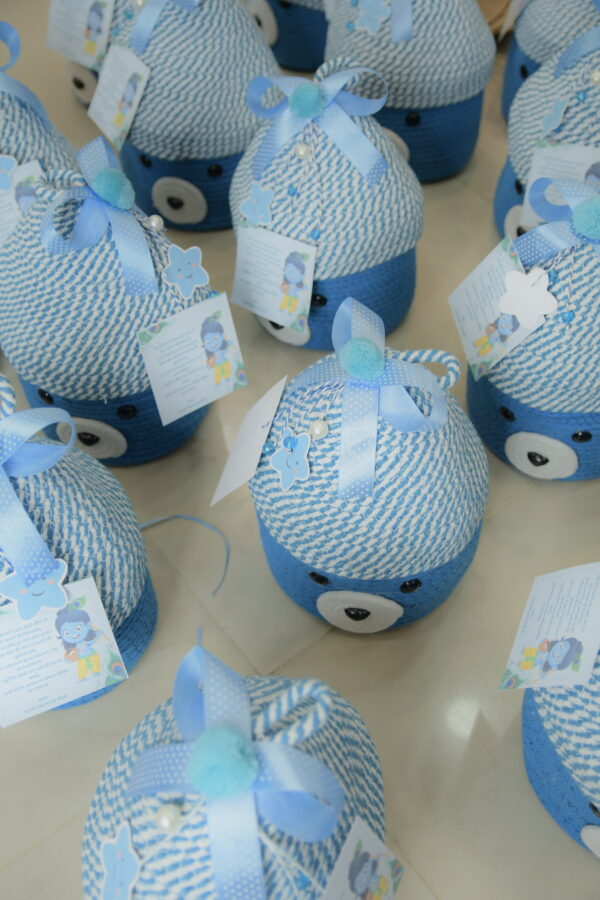 Blue Teddy Cotton Rope Baskets with Lid - Image 16