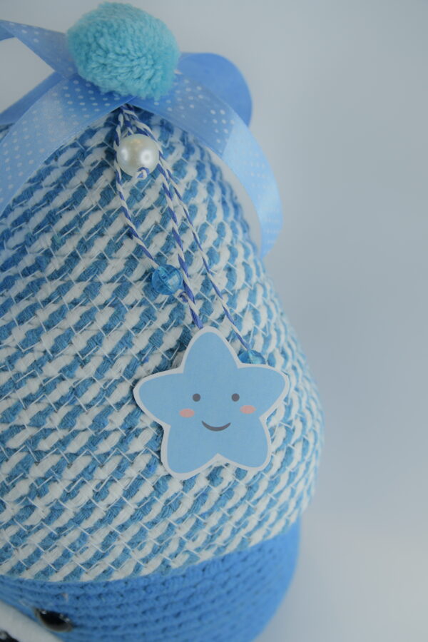 Blue Teddy Cotton Rope Baskets with Lid - Image 8