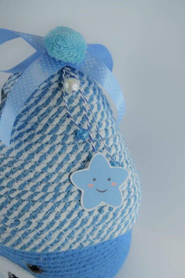 Blue Teddy Cotton Rope Baskets with Lid - Image 12