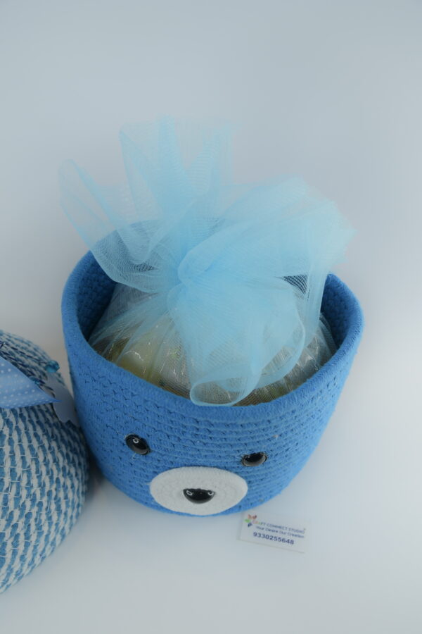 Blue Teddy Cotton Rope Baskets with Lid - Image 11