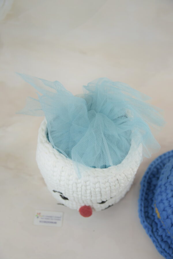 Light Blue Imported Cotton Rope Yarn Smile Box with Hat Lid - Image 4