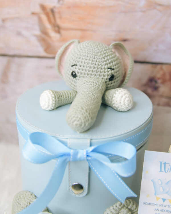 Baby Blue Leatherite Boxes on Crochet Elephant - Image 8