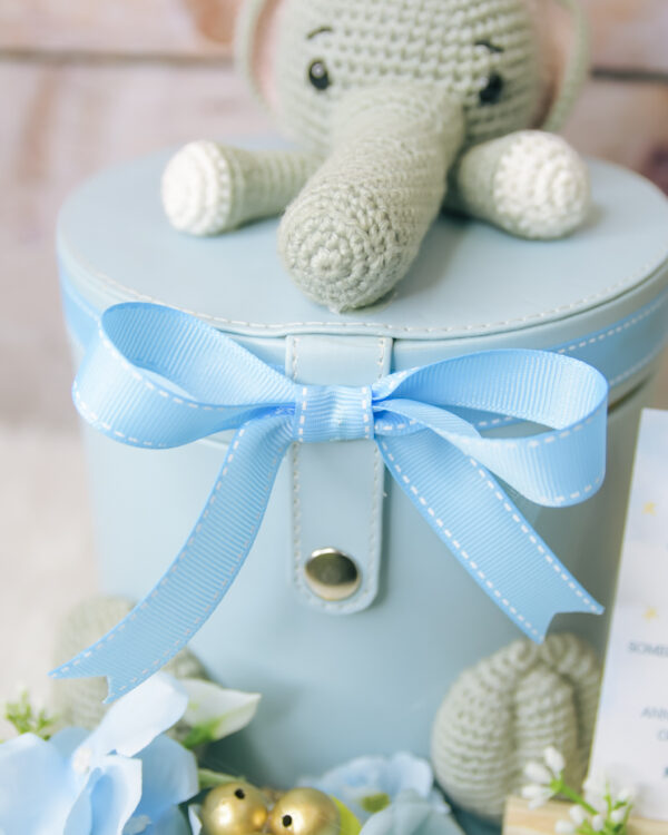 Baby Blue Leatherite Boxes on Crochet Elephant - Image 9